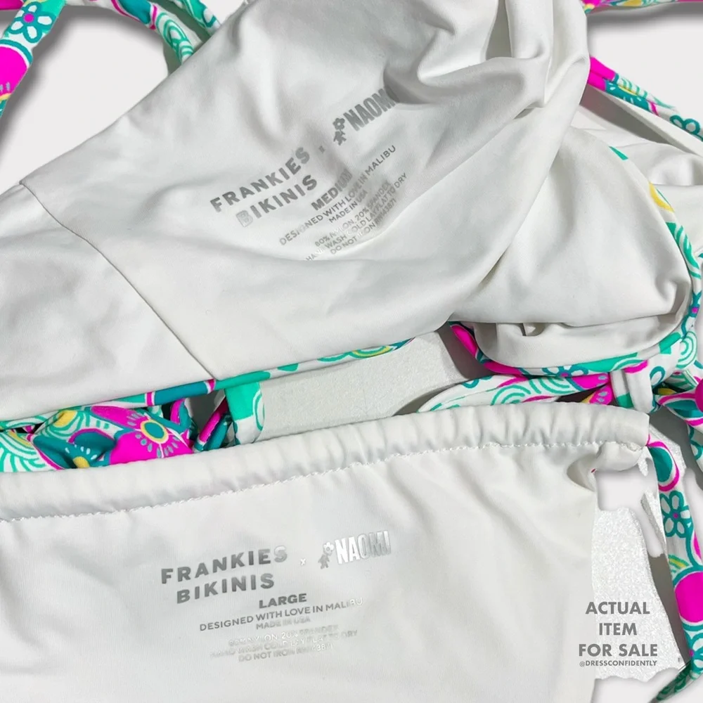 Frankie's Bikinis Mint Floral Strappy Tie-Side Bikini Set